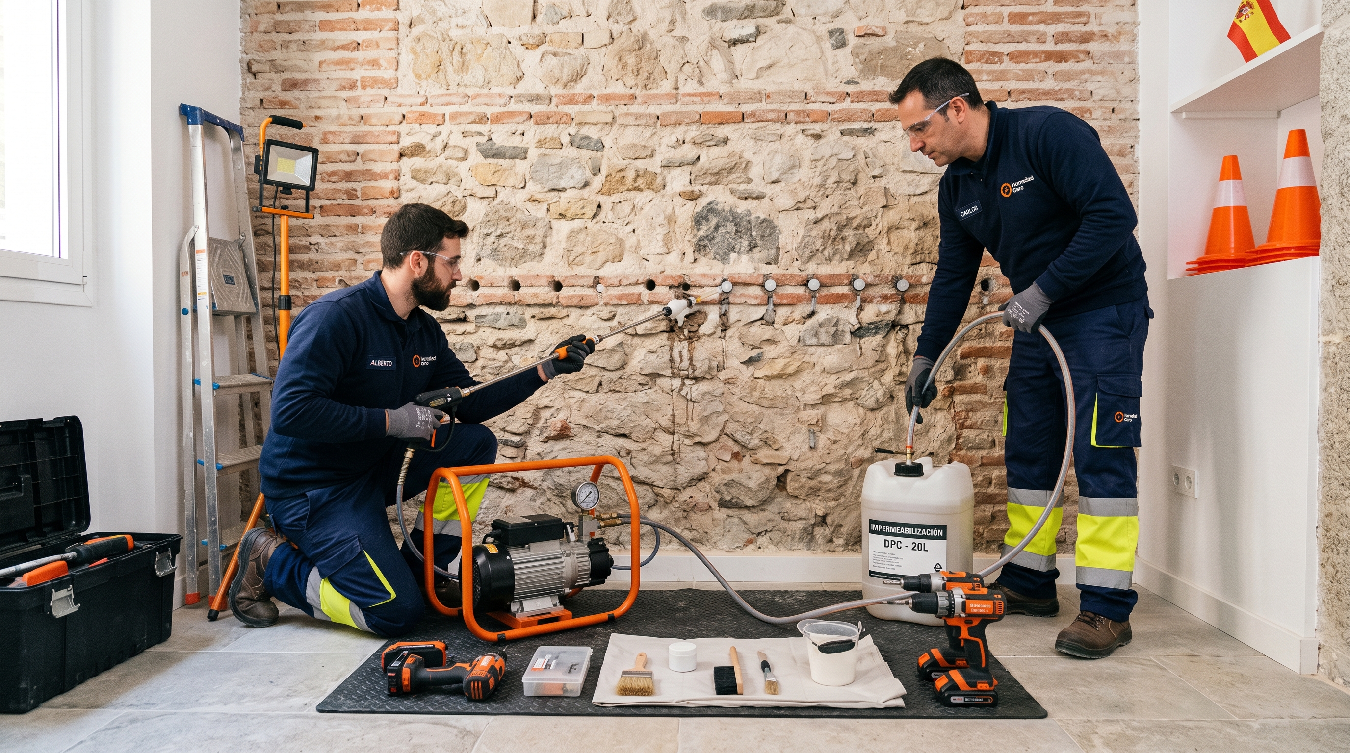 Técnicos especializados en tratamiento de humedades en Getafe — inyección de barrera química